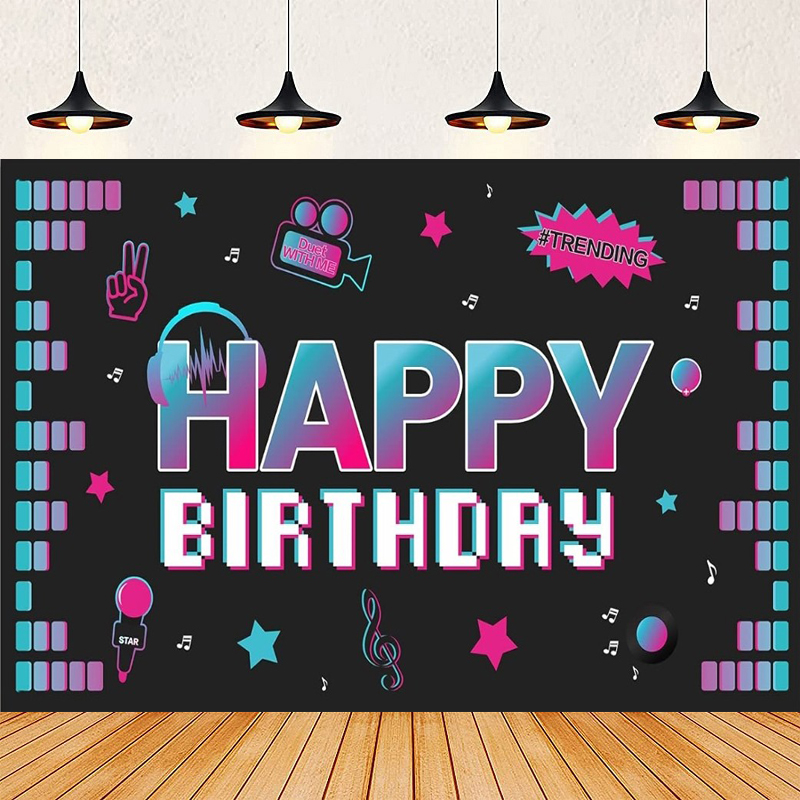 Audio Happy Music - Photography Backdrop Popular Music Party Poster