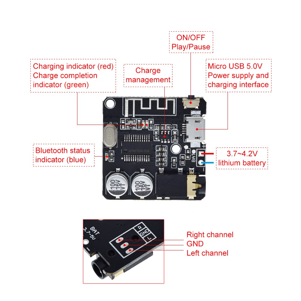 Bluetooth-5.0 MP3 Audio board  - огляд і ціна Audio Music Player App